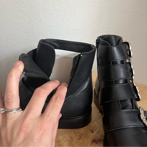 Maje (NWOT) 39 Jackpot Buckled Leather Western Ankle Studded Boots - Picture 10 of 16